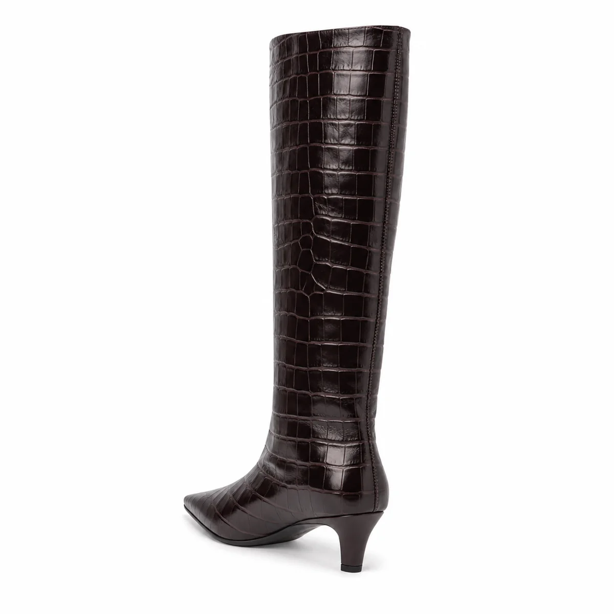 Botte femme marron effet crocodile avec talon fin moderne