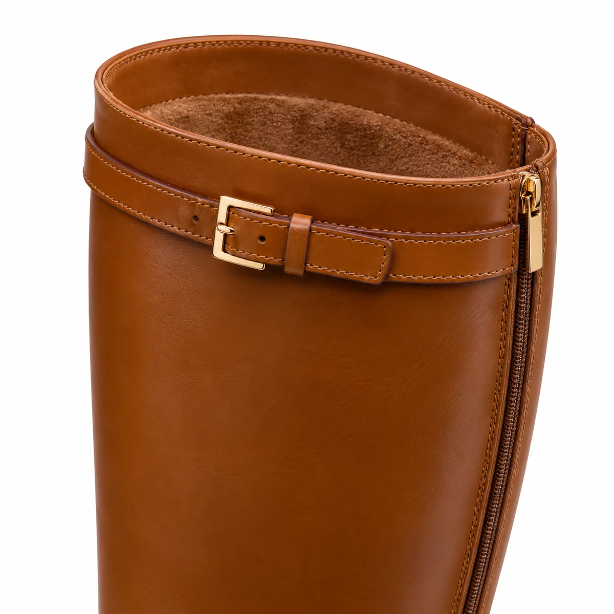 bottes femme marron fourrees a bride superieure et zip lot18b detail