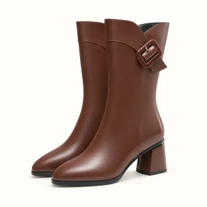 bottes femme marron fourrees a talon c 44603 10b vue principale
