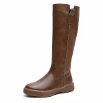 bottes femme marron fourrees a zip et semelle epaisse lot18b vue principale