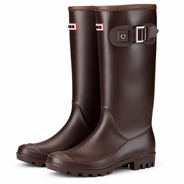 Bottes femme marron hautes à boucle, détail de la boucle et de la semelle
