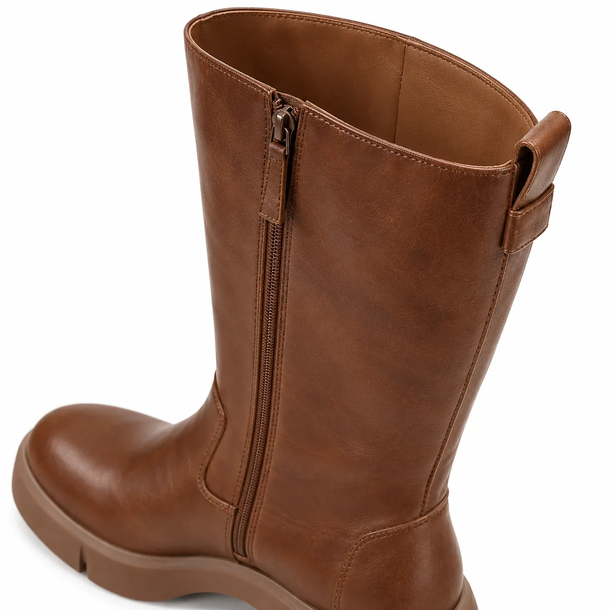 bottes femme marron hautes a talon bas lot18b detail