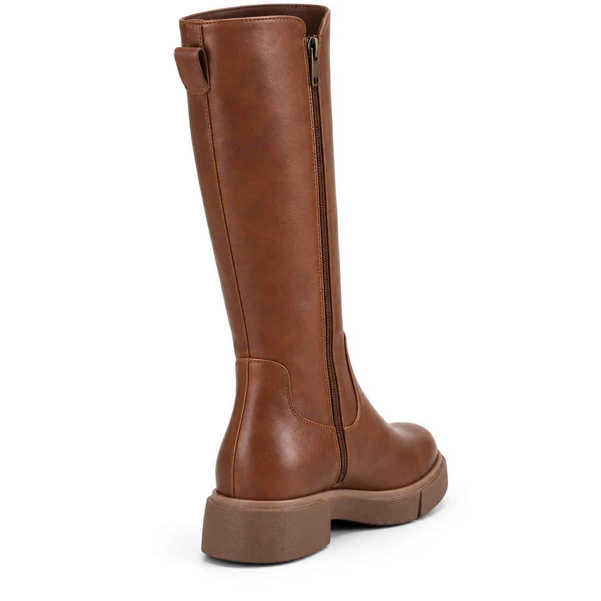 bottes femme marron hautes a talon bas lot18b vue arriere