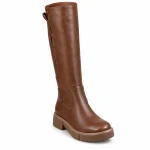 bottes femme marron hautes a talon bas lot18b vue principale