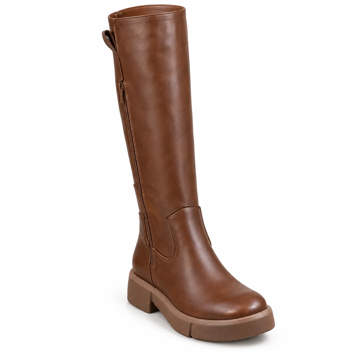 bottes femme marron hautes a talon bas lot18b vue principale