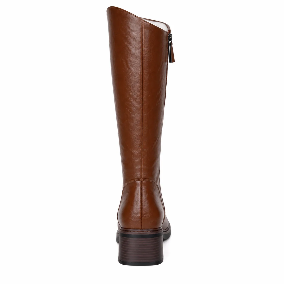 Bottes longues marron pour femme à talon carré et zip pratique
