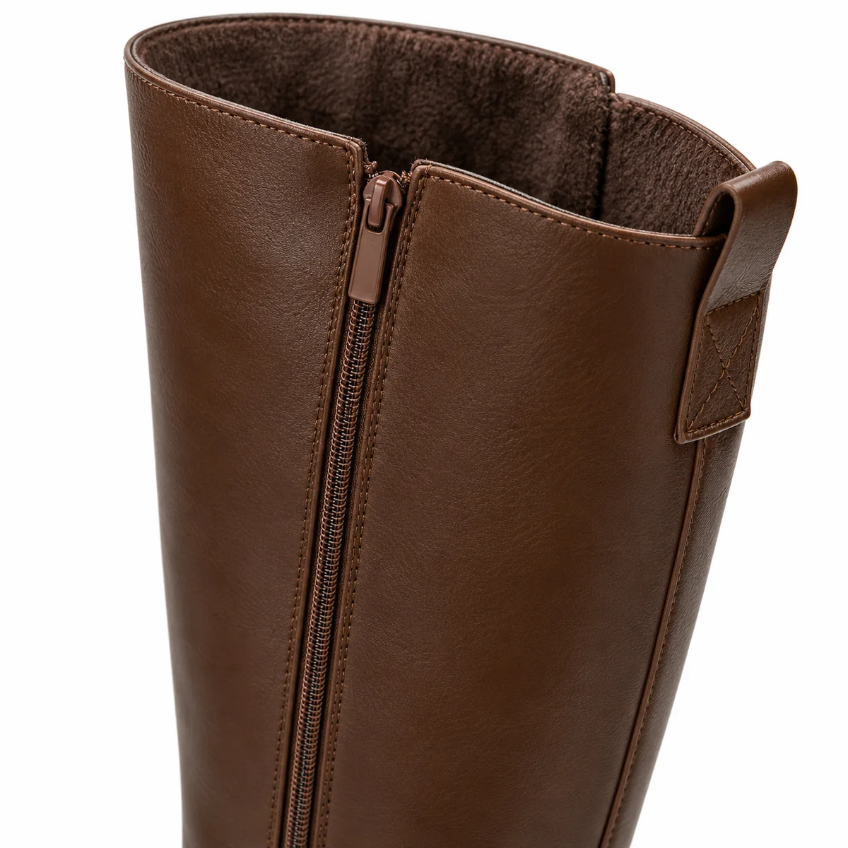 bottes femme marron hautes fourrees a talon bas lot18b detail