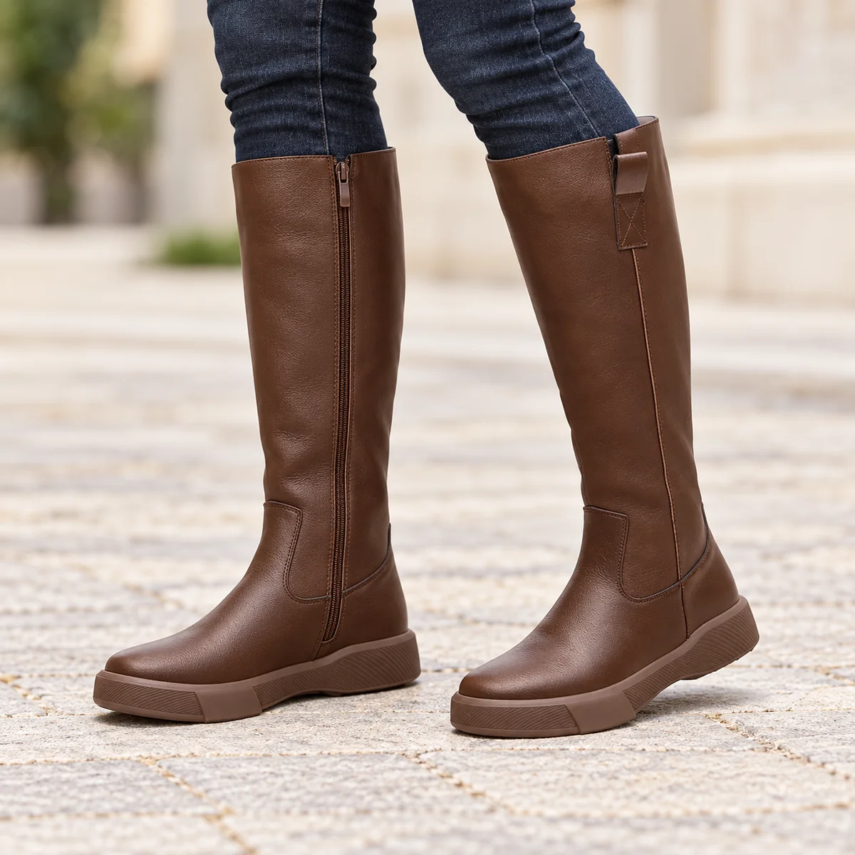 bottes femme marron hautes fourrees a talon bas lot18b porte
