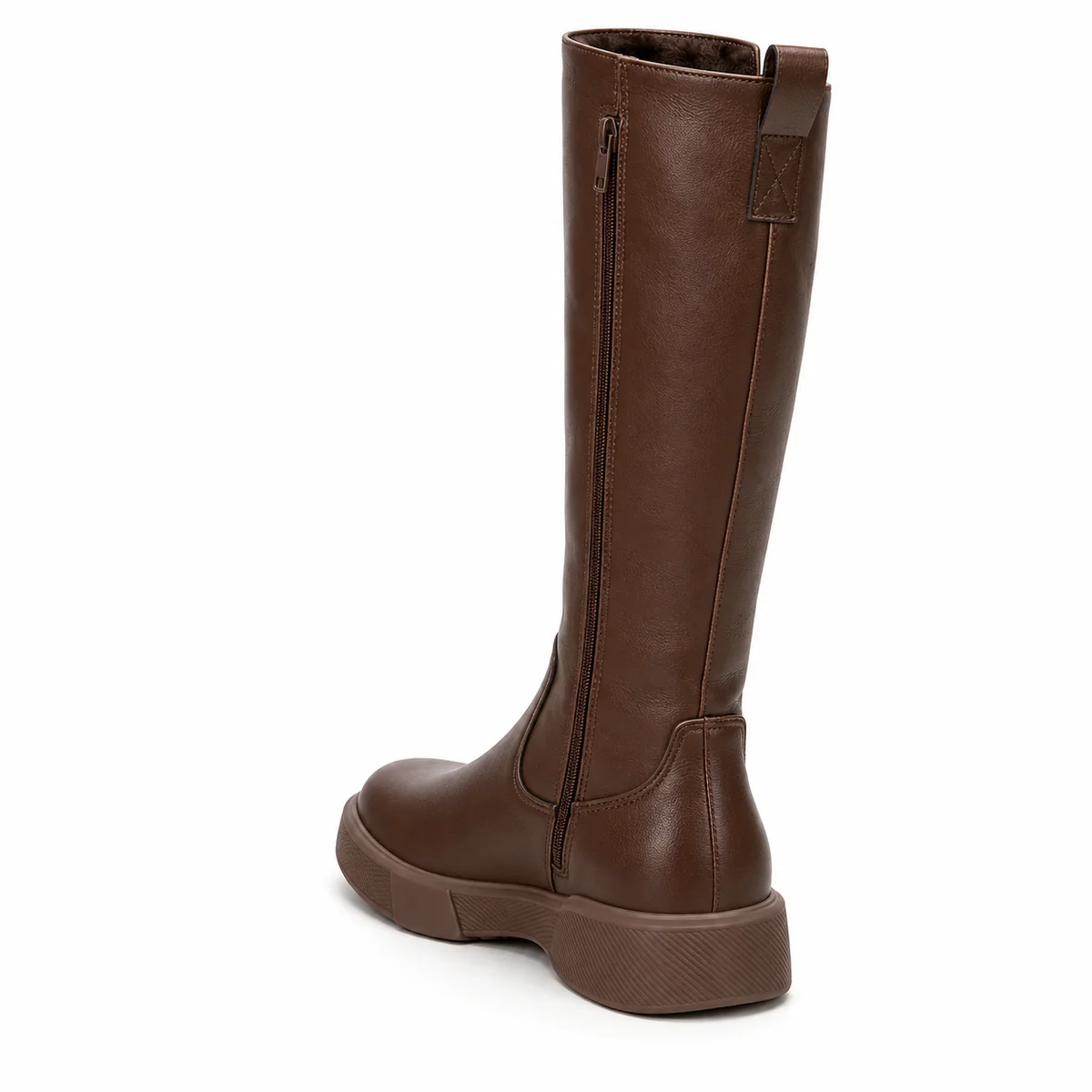 bottes femme marron hautes fourrees a talon bas lot18b vue arriere