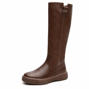 bottes femme marron hautes fourrees a talon bas lot18b vue principale