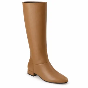 bottes femme marron plates a tige haute lot18b vue principale
