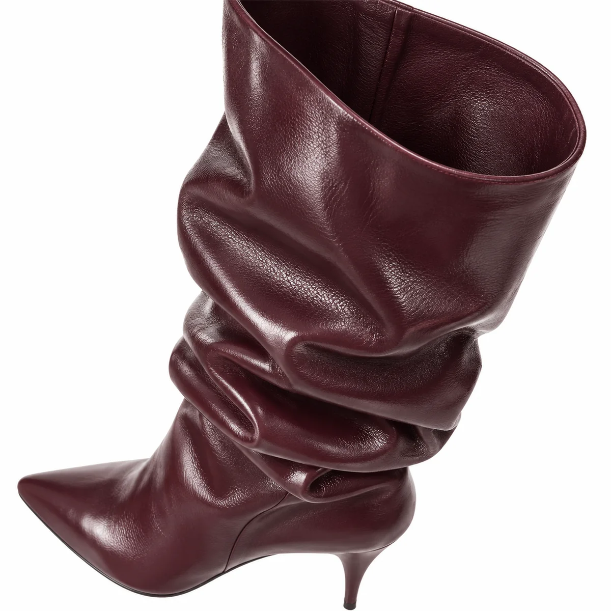 bottes femme marron plissees a talon aiguille lot18a detail