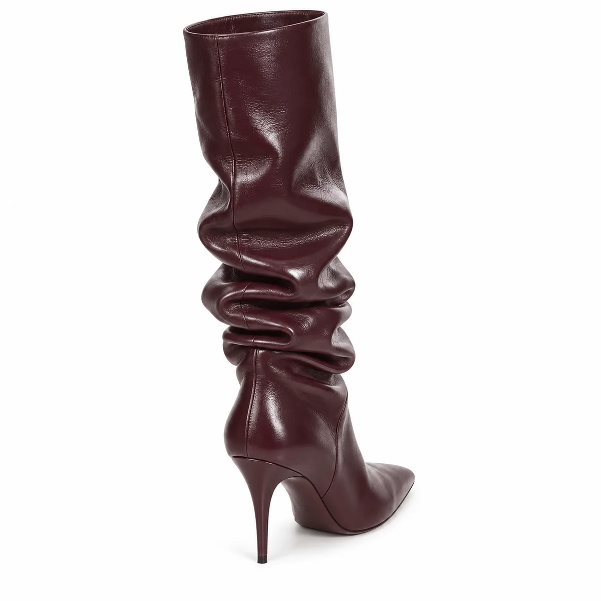 bottes femme marron plissees a talon aiguille lot18a vue arriere