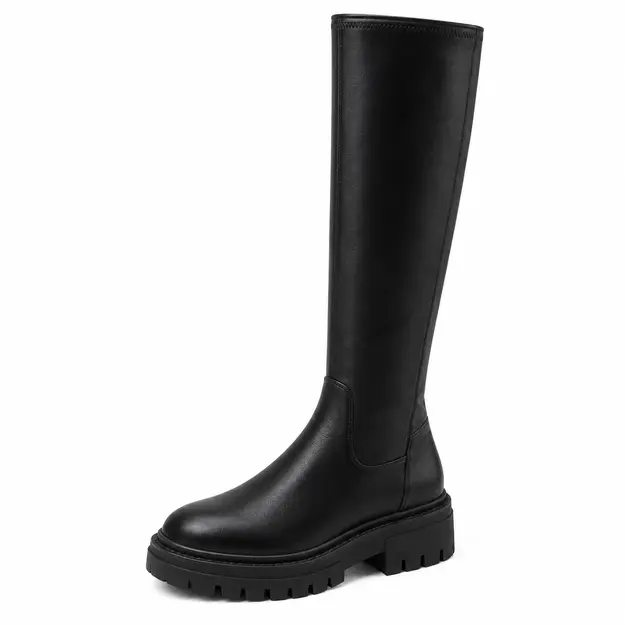 bottes femme mi mollet a zip et talon bas detail de la semelle crantee et du bout arrondi 44778