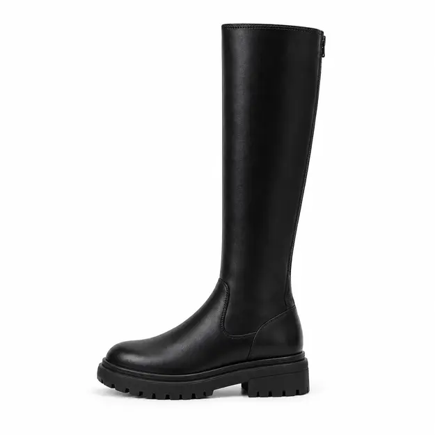 bottes femme mi mollet a zip et talon bas vue de profil sur fond blanc 44778