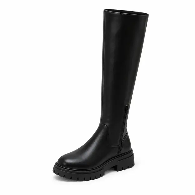 bottes femme mi mollet a zip et talon bas vue de trois quarts sur fond blanc 44778