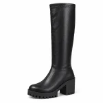 bottes femme noir similicuir a talon carre et zip lot18b vue principale