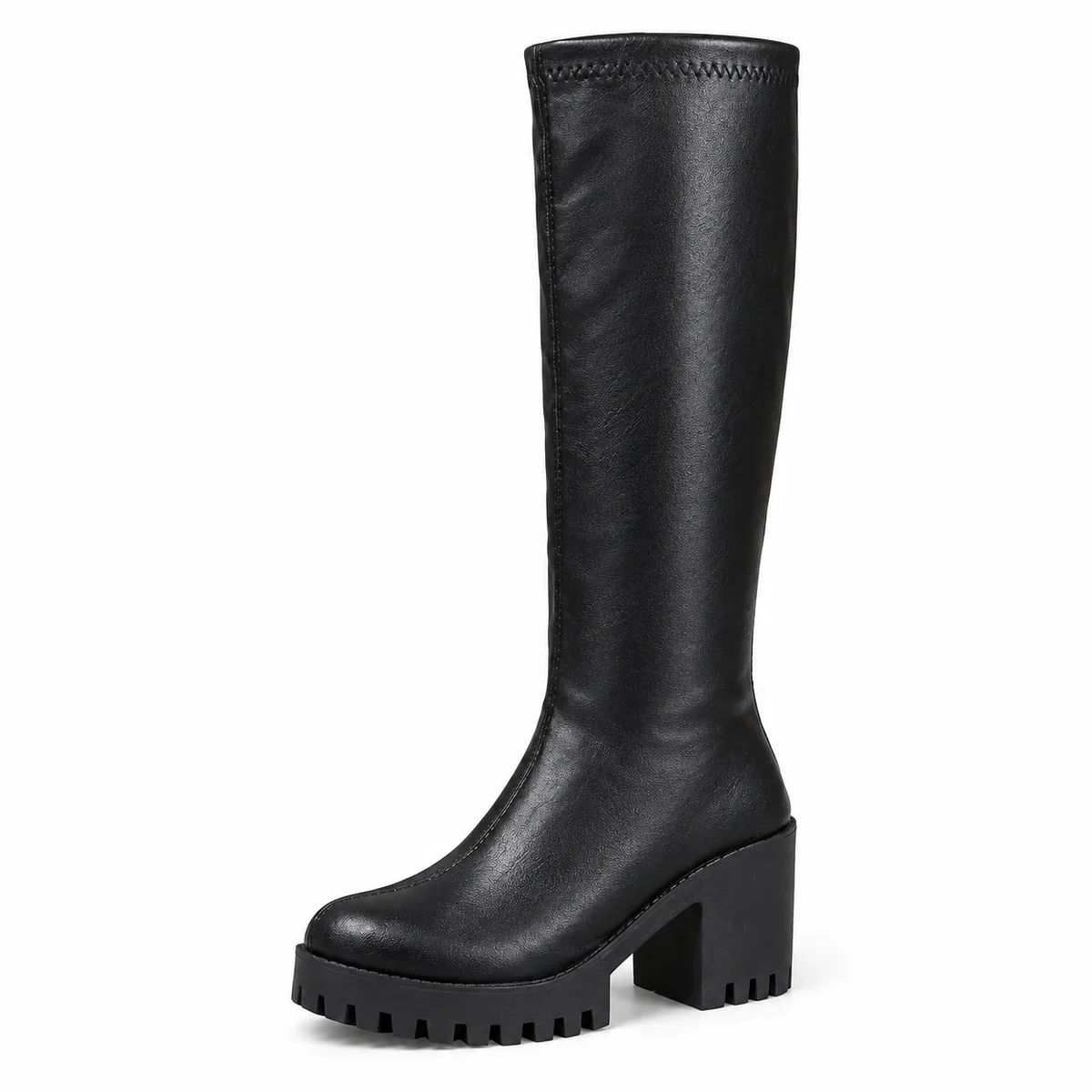 bottes femme noir similicuir a talon carre et zip lot18b vue principale