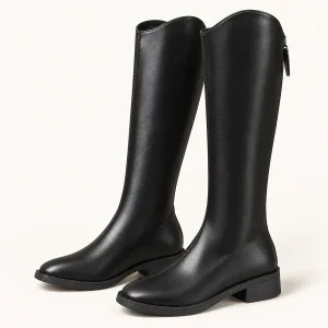 Bottes noires femme à col découpé avec petit talon élégantes