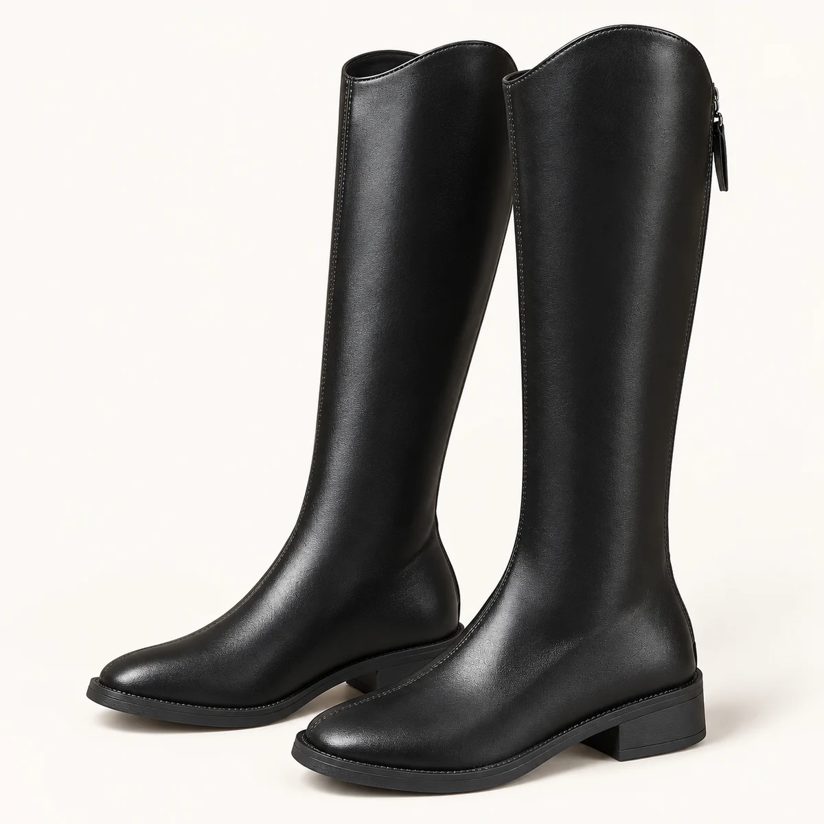 Bottes noires femme à col découpé avec petit talon élégantes