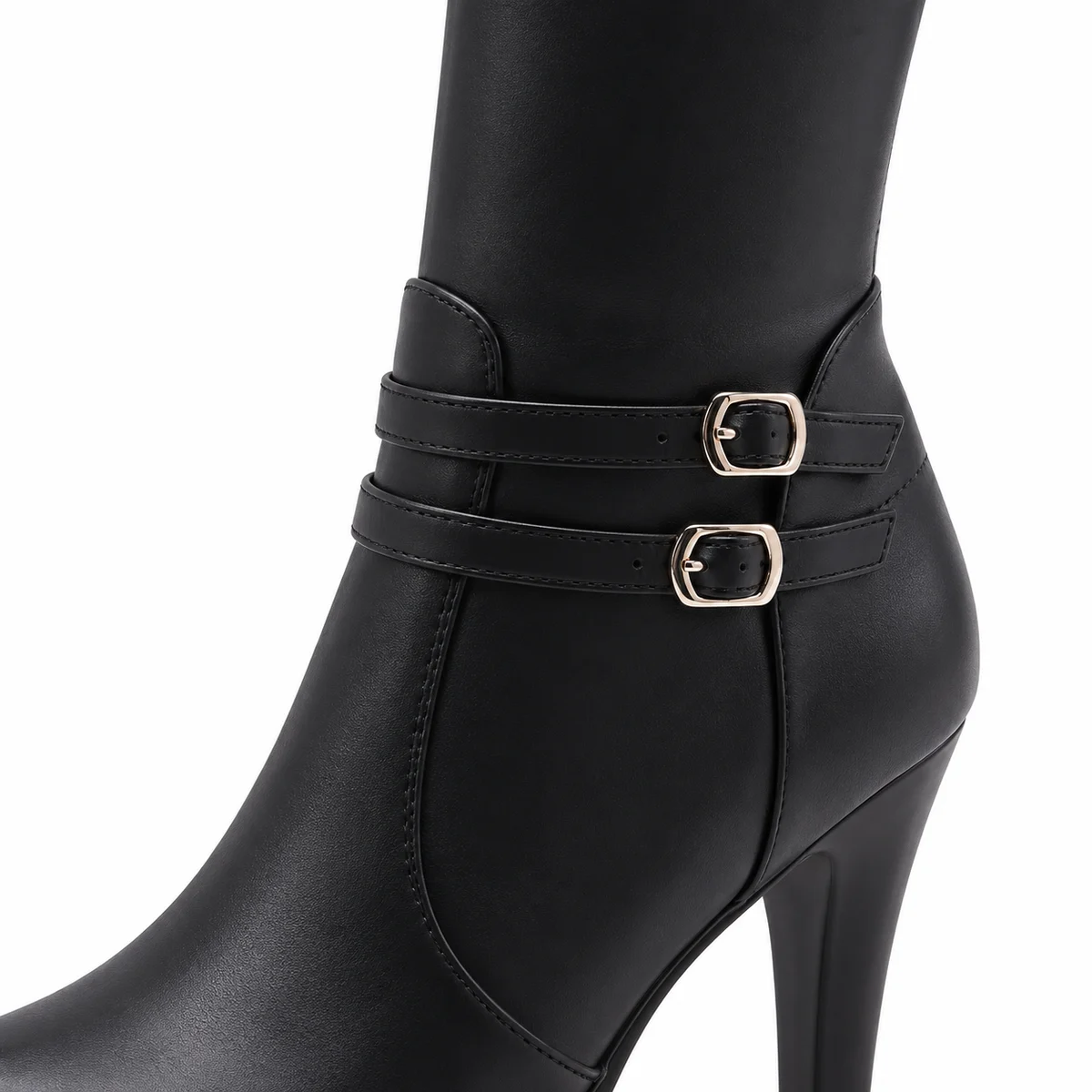 Bottes femme noires à deux boucles et talon fin – Image 4