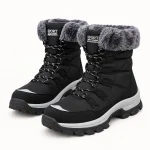 Bottes femmes noires à lacets avec revers gris élégantes et confortables