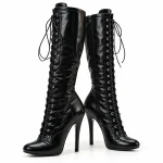 Bottes femme noires à lacets avec talon aiguille élégantes