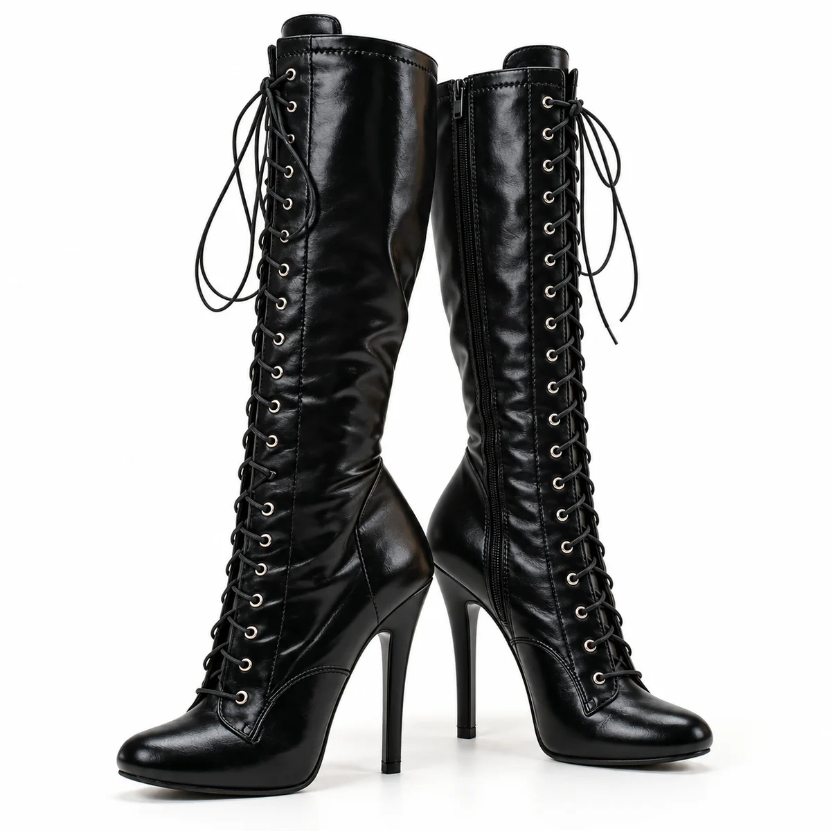 Bottes femme noires à lacets avec talon aiguille élégantes