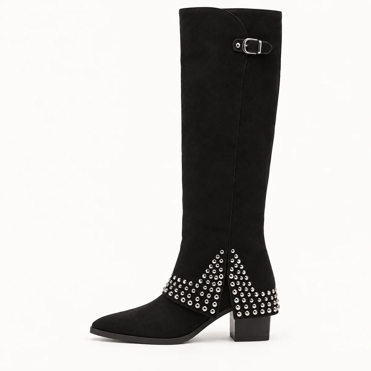 bottes femme noires a rivets et boucle 44596 10a vue laterale