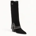 bottes femme noires a rivets et boucle 44596 10a vue principale