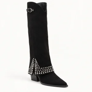 bottes femme noires a rivets et boucle 44596 10a vue principale