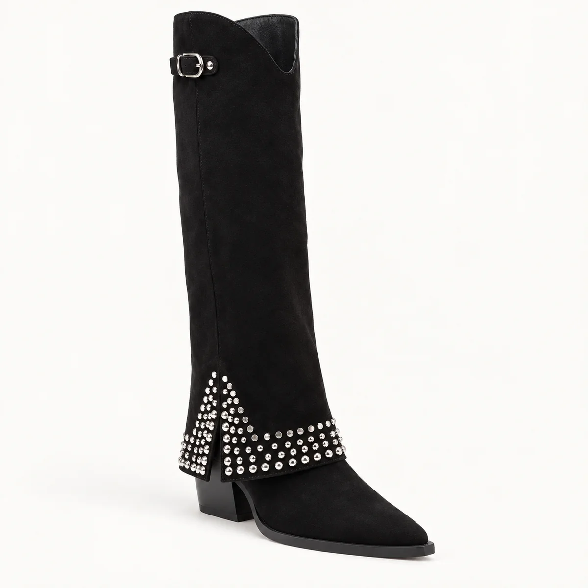 bottes femme noires a rivets et boucle 44596 10a vue principale