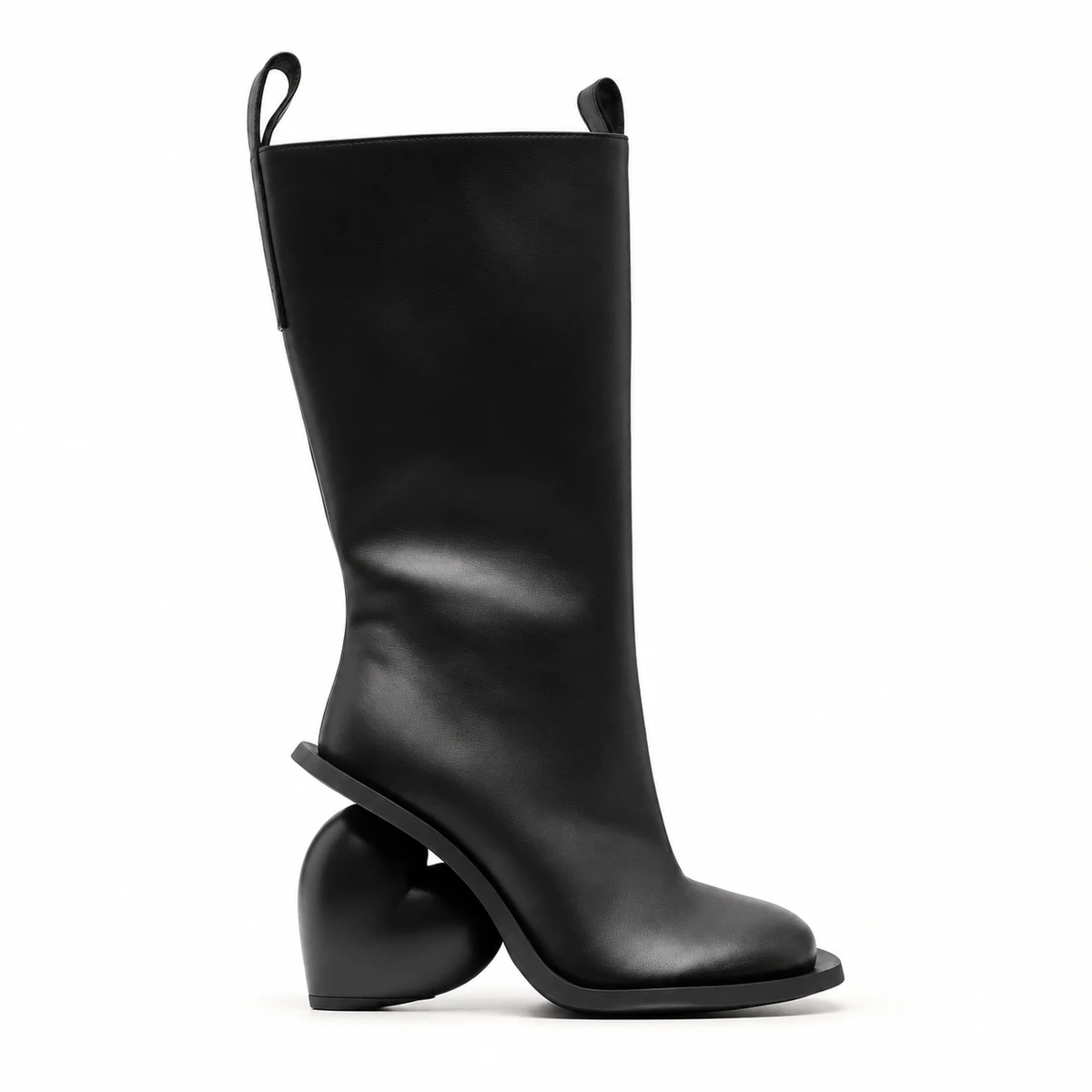 Bottes femme noires à talon cœur et bout carré – Image 3