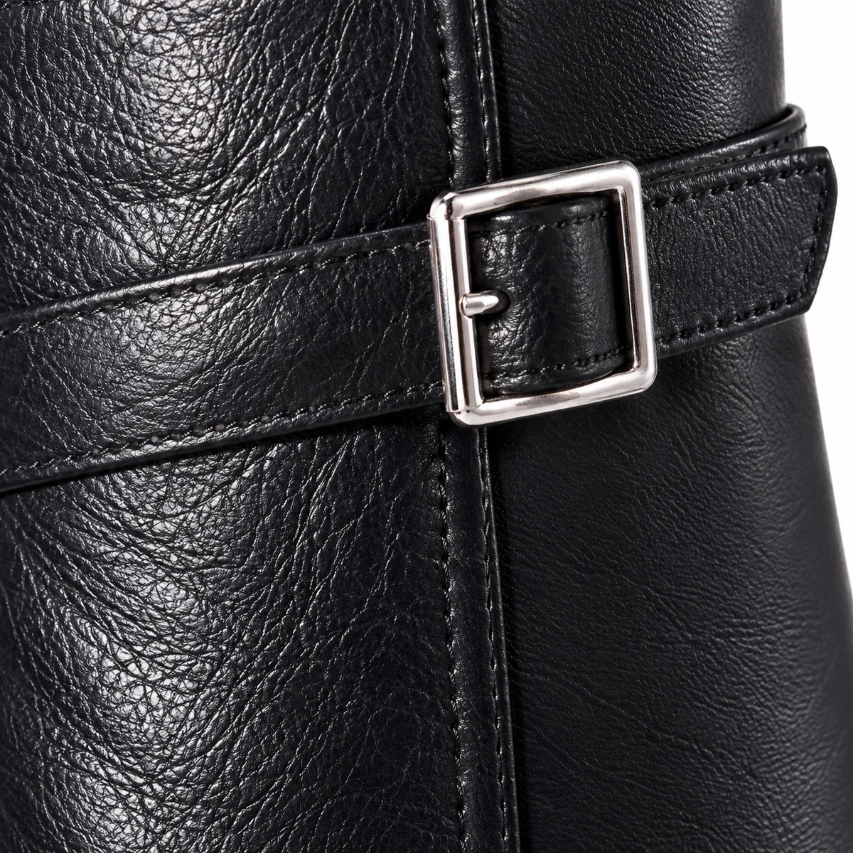 Bottes femme noires effet croco à talon carré – Image 4