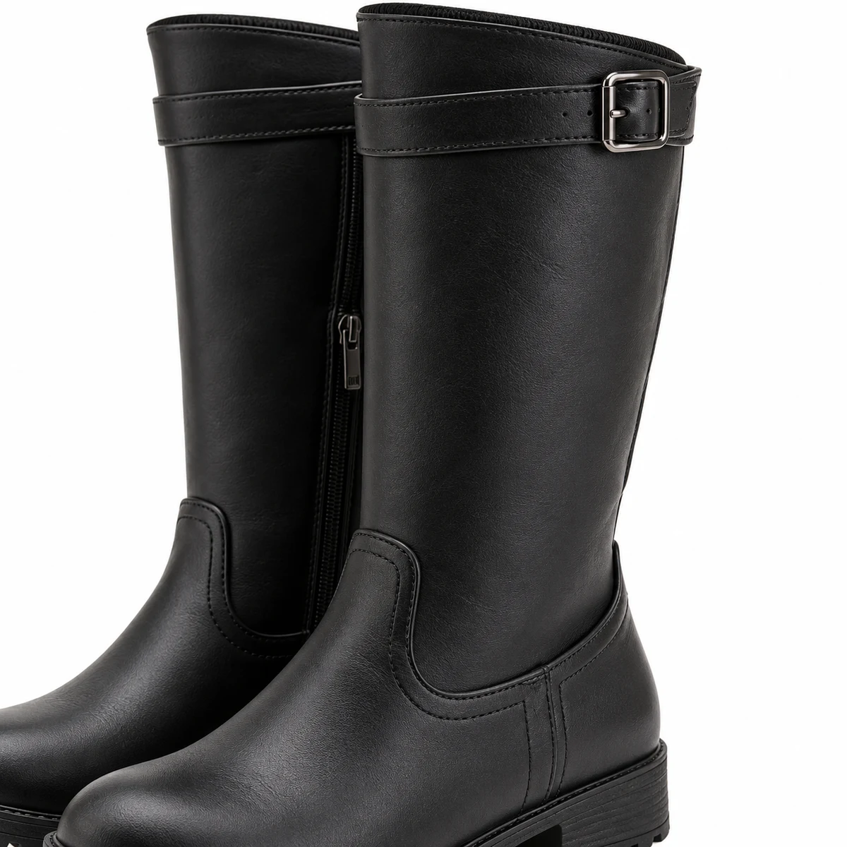 Chaussures d'hiver femme noires avec boucle et semelle confortable