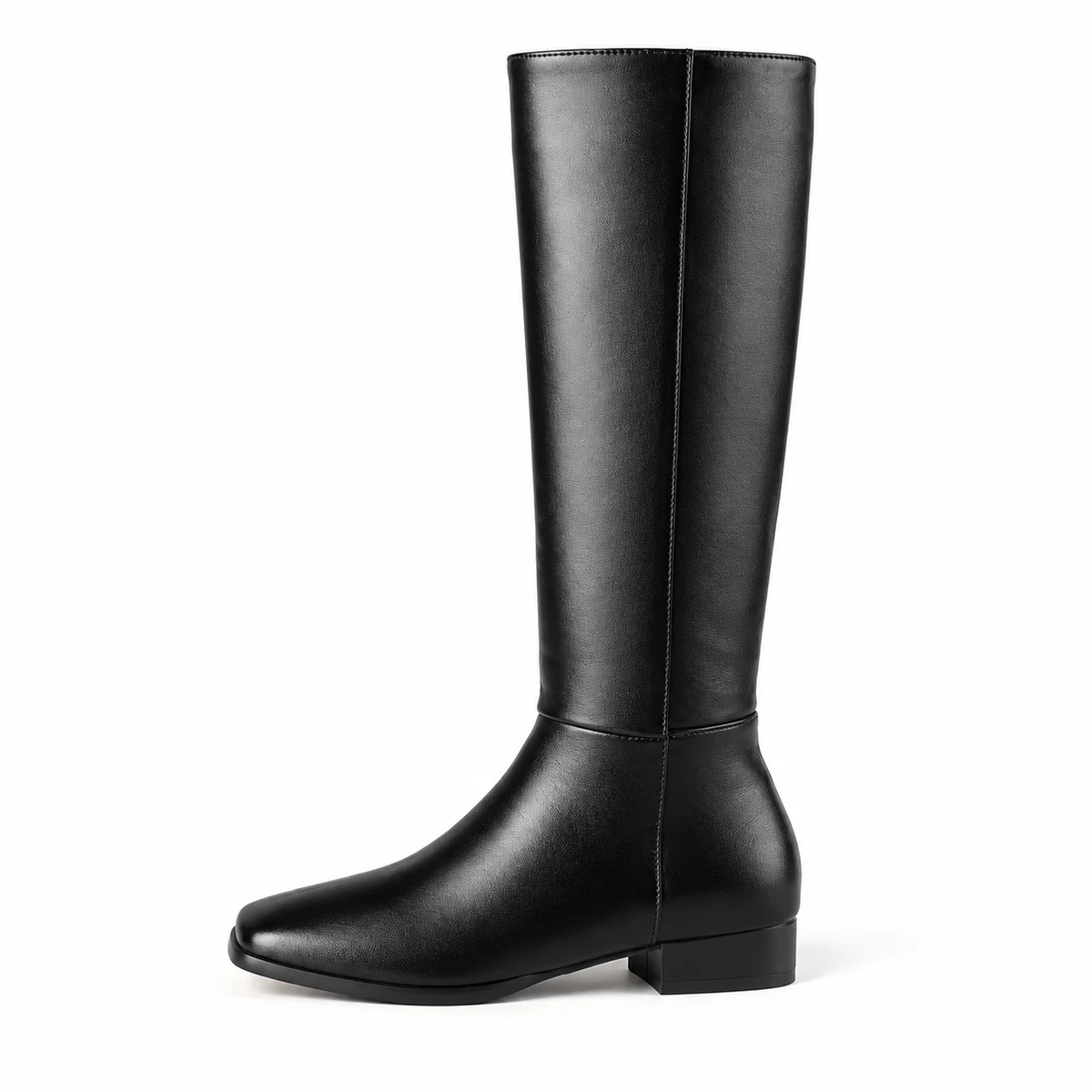 Bottes fourrées noires pour femmes avec design à bout carré chaud