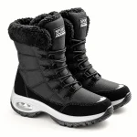 bottes femme noires fourrees a lacets et semelle argentee vue principale
