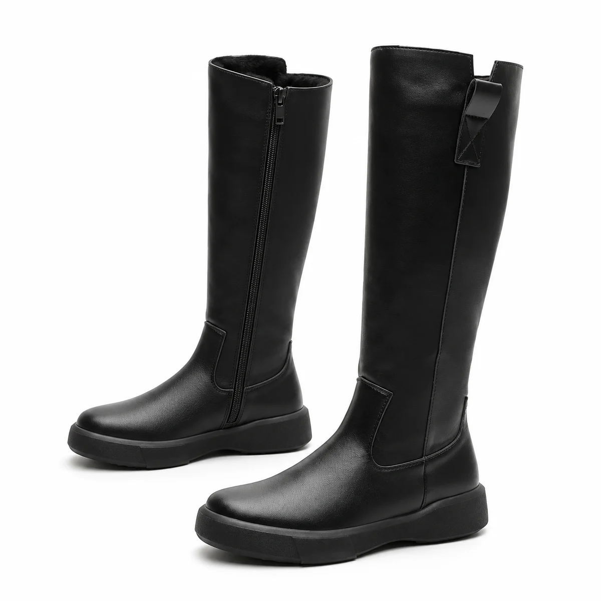 Bottes d'hiver noires pour femme avec doublure chaude et semelle épaisse