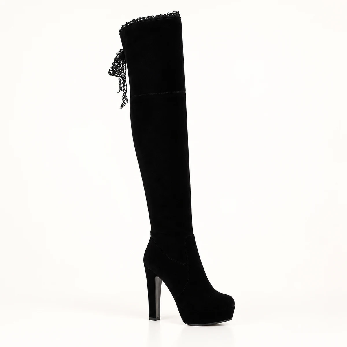 Bottes femme noires fourrées à plateforme et talon haut – Image 3