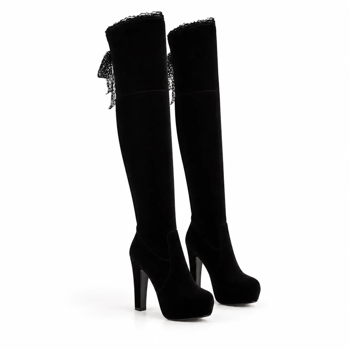 Bottes femme noires fourrées à plateforme et talon haut
