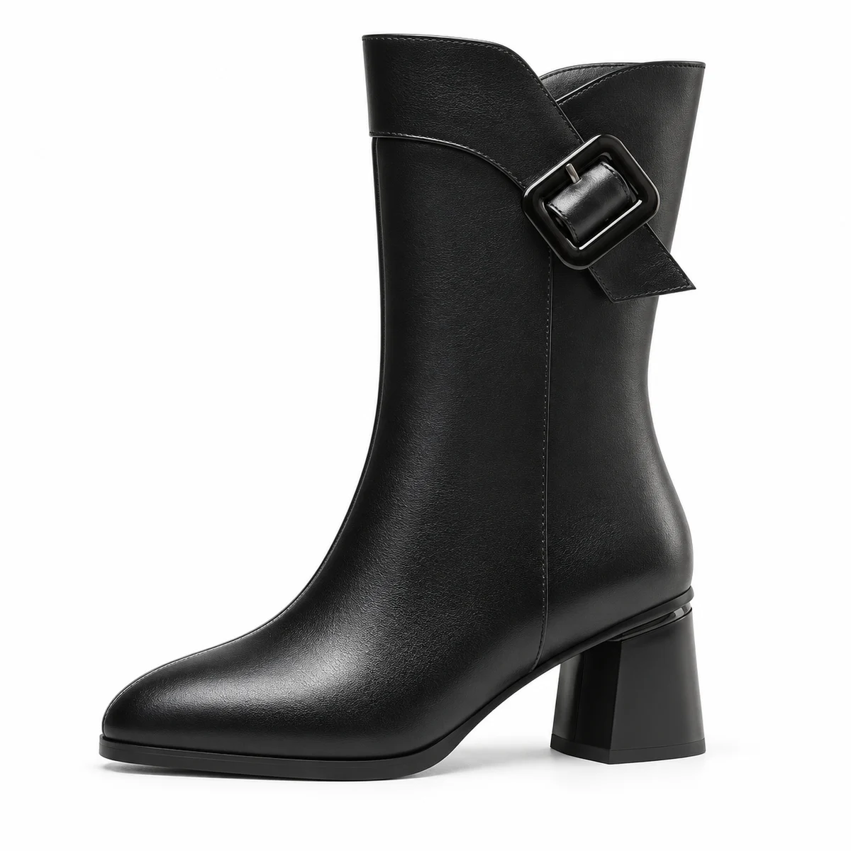 Bottes fourrées noires à revers mode confortable pour femme
