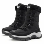 Bottes femme noires fourrées à semelle grise crunchée élégantes