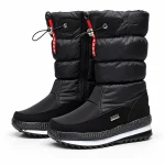 Bottes noires femme fourrées avec tige matelassée élégantes pour hiver