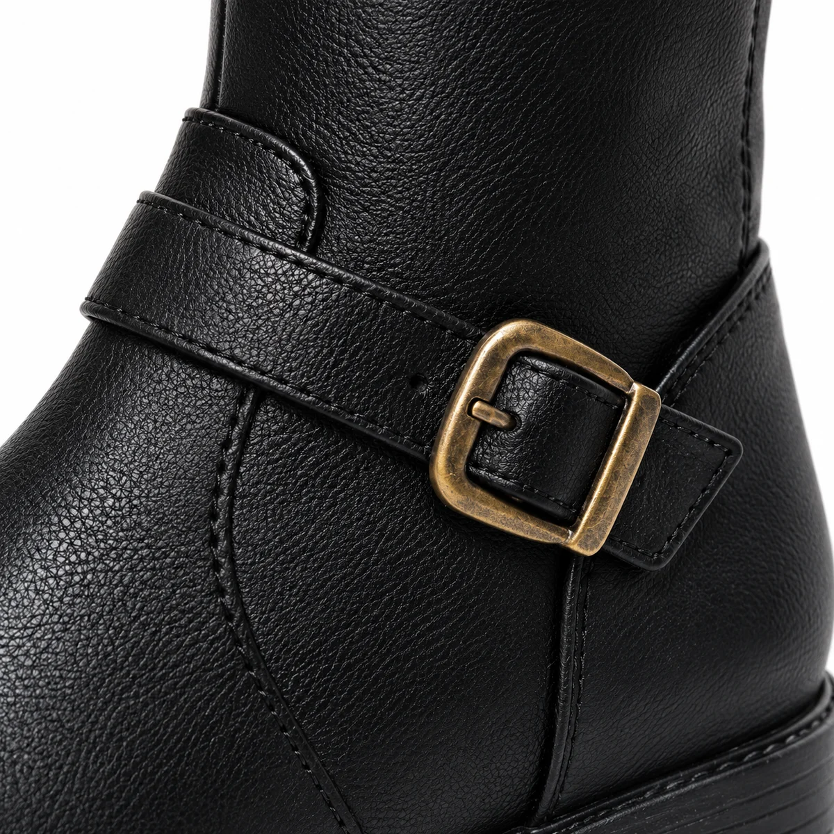 Bottes femme noires hautes à boucle et petit talon – Image 4