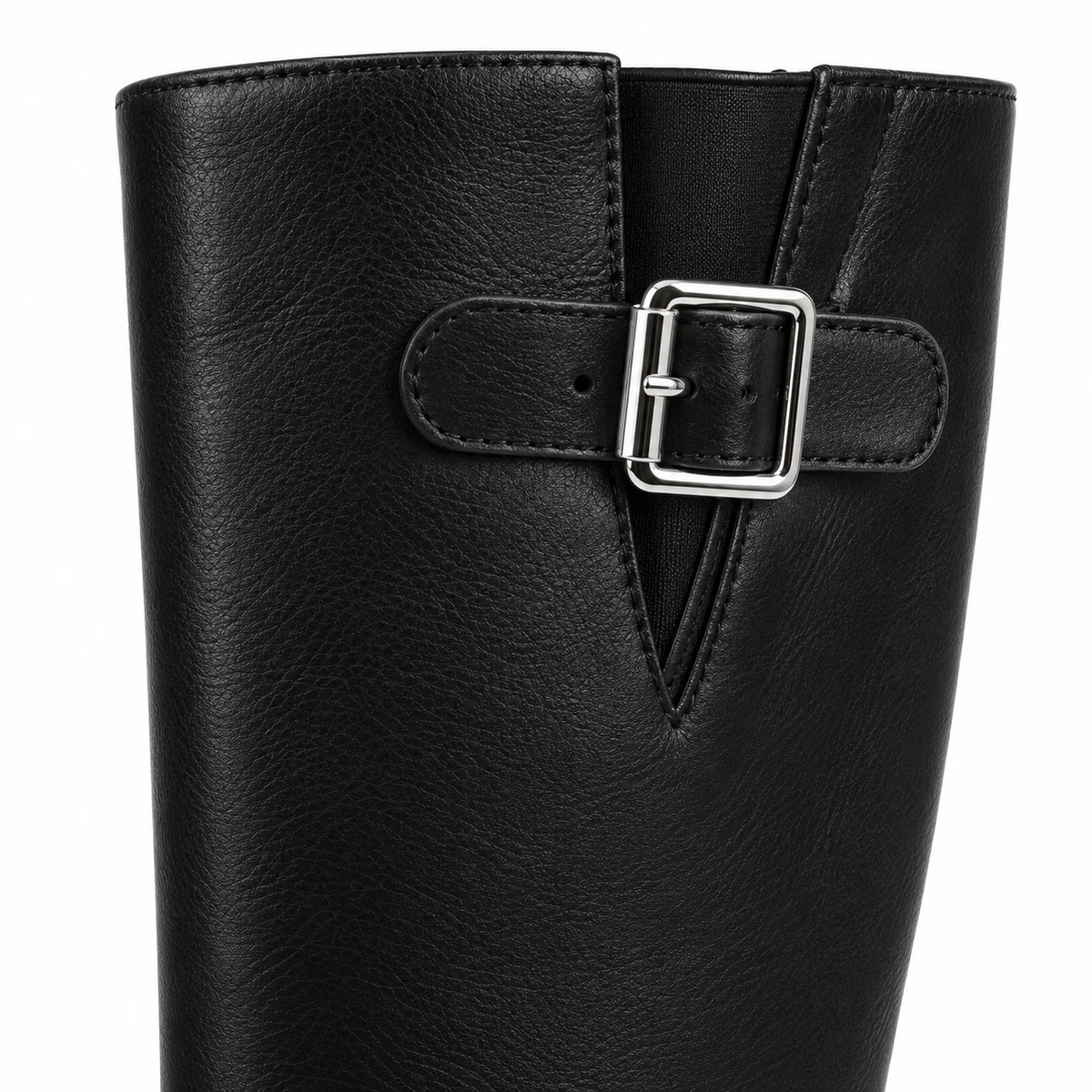 Bottes femme noires hautes à boucle sur le haut de tige – Image 4