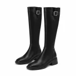 Bottes femme noires hautes à boucle sur le haut de tige