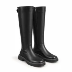 Bottes femme noires hautes à bout carré et talon bas