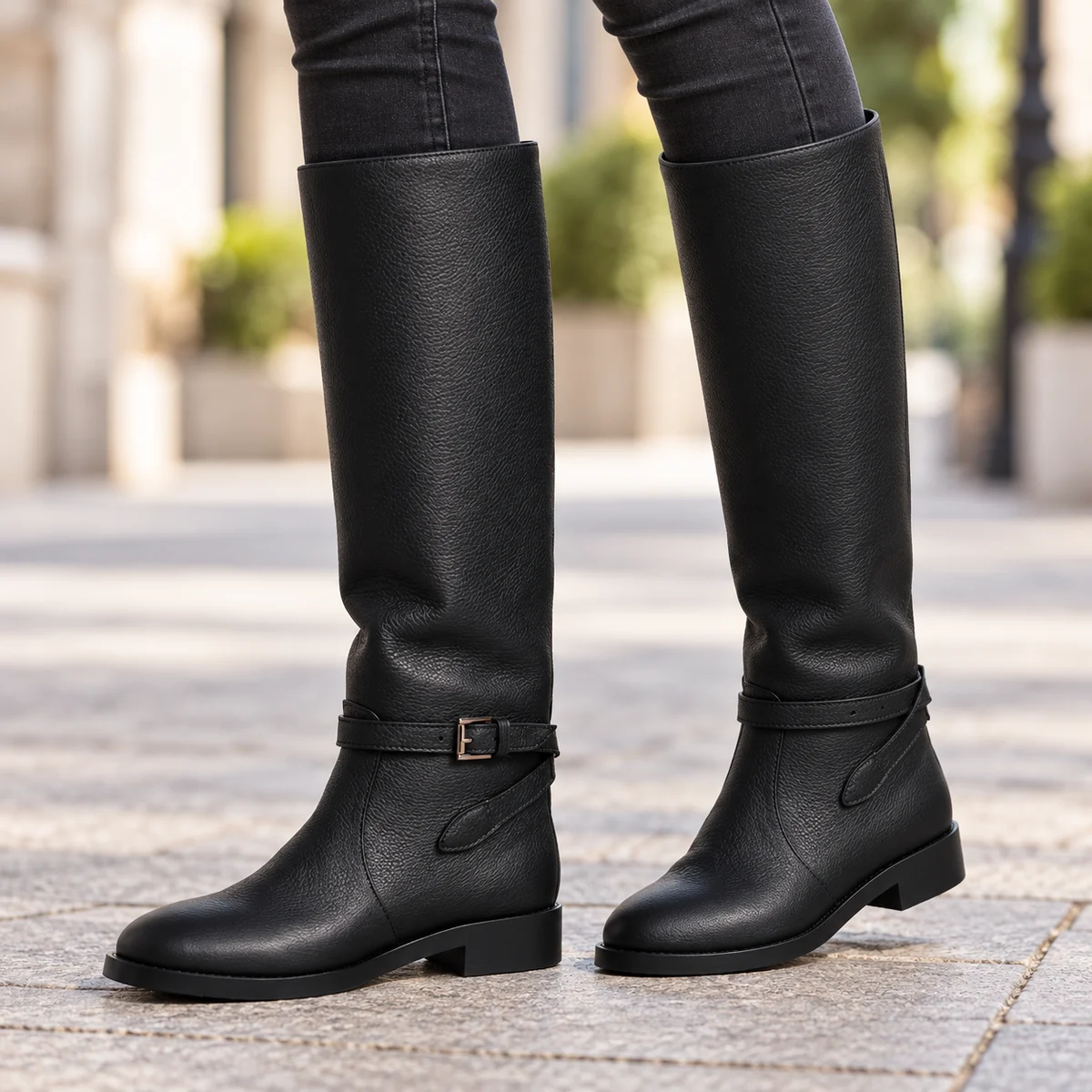 Chaussures mode pour femme avec bride et talon plat noires