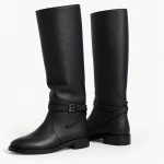 Bottes femme noires hautes à bride et talon bas élégantes