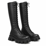 Bottes femme noires hautes à lacets avec semelle crantée élégantes